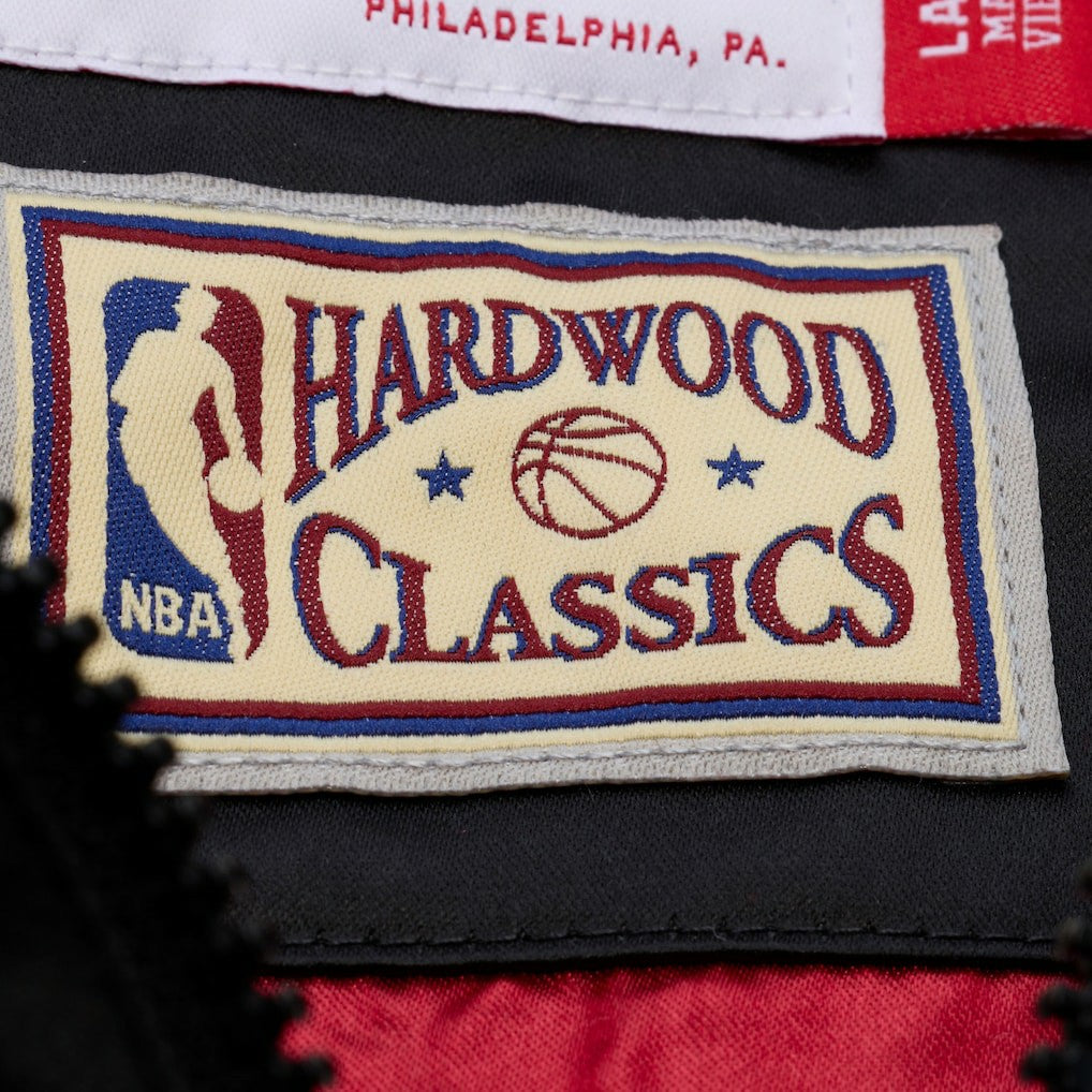Cleveland Cavaliers Hardwood Classics Nights Walk the Tunnel Satin Bomber Full-Snap Hooded Jacket Black - Mitchell & Ness