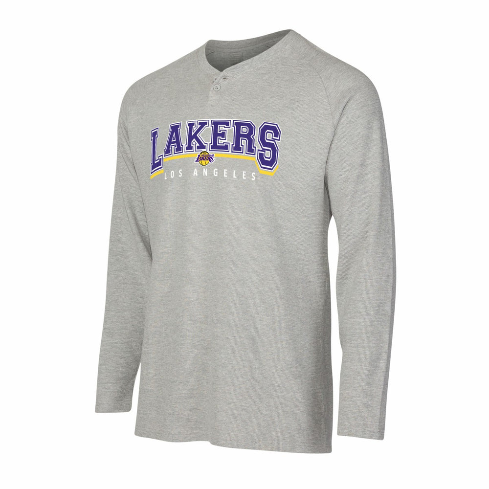 Los Angeles Lakers Concepts Sport Hawthorn Thermal Knit Long Sleeve Henley T-Shirt Gray outlet