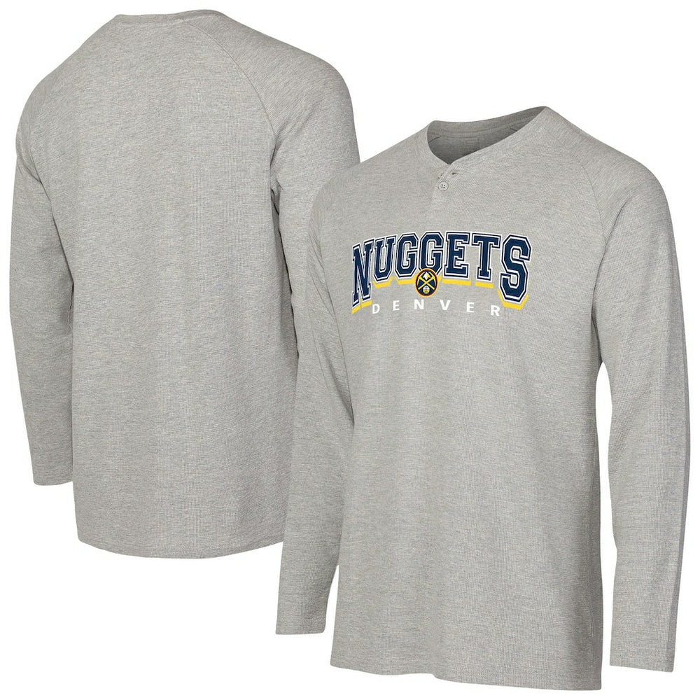 Denver Nuggets Concepts Sport Hawthorn Thermal Knit Long Sleeve Henley T-Shirt Gray