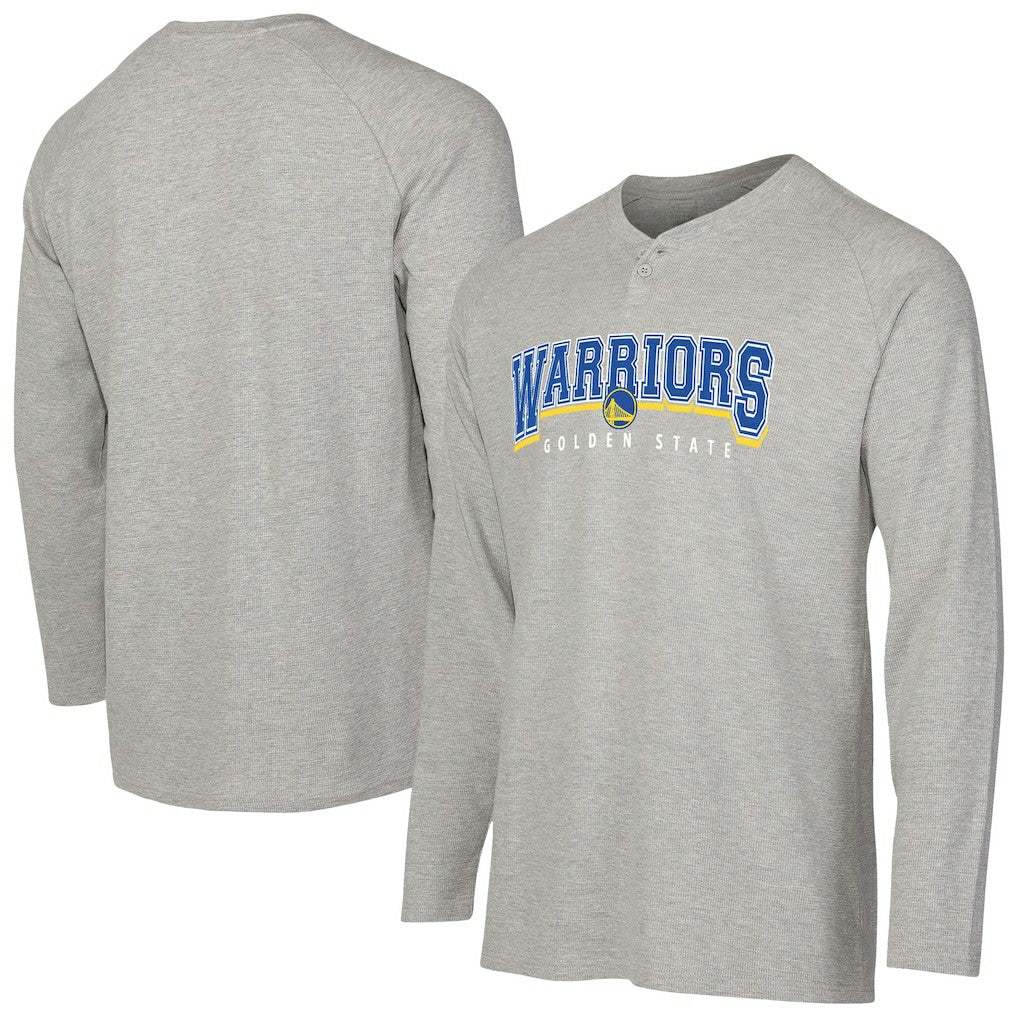 Golden State Warriors Concepts Sport Hawthorn Thermal Knit Long Sleeve Henley T-Shirt Gray