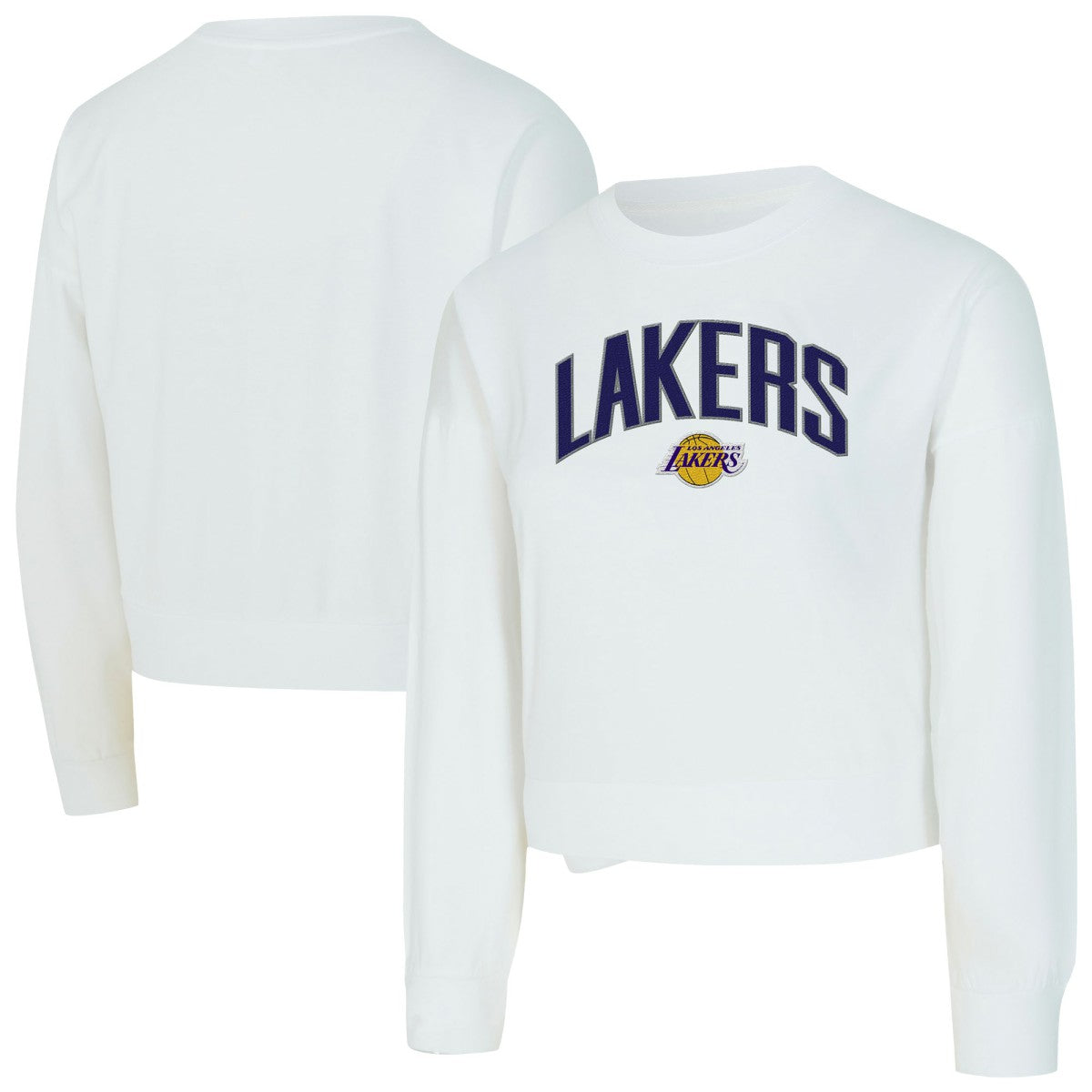 Los Angeles Lakers Concepts Sport Women's Laney Chenille Cropped Long Sleeve T-Shirt White outlet