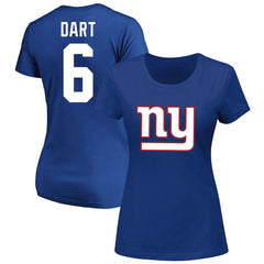 Jaxson Dart New York Giants Women's Plus Size Name & Number Scoop Neck T-Shirt - Royal T-shirts