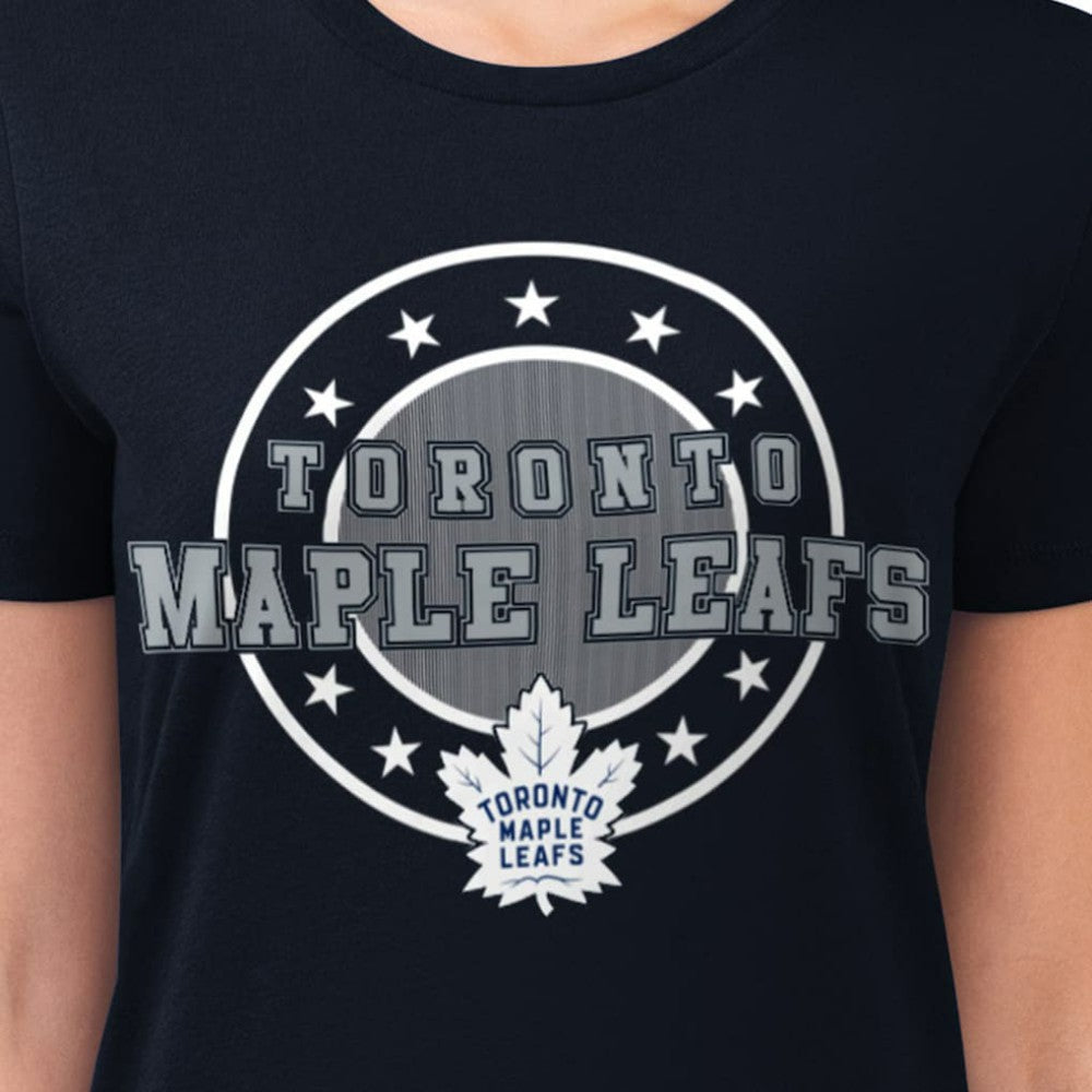 Toronto Maple Leafs G-III 4Her by Carl Banks Women's Super-Slim Lightweight Pinstripe Circle Graphic T-Shirt - Navy | US 203505352