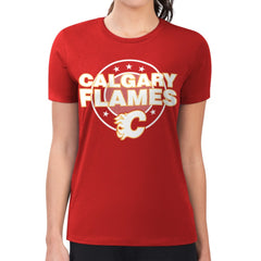 Calgary Flames G-III 4Her by Carl Banks Women's Super-Slim Lightweight Pinstripe Circle Graphic T-Shirt - Red | US 203505355