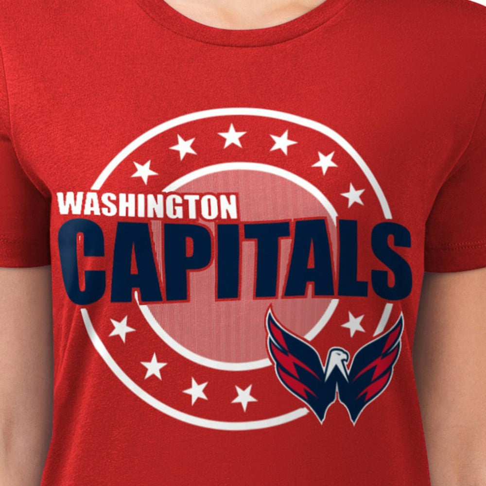 Washington Capitals G-III 4Her by Carl Banks Women's Super-Slim Lightweight Pinstripe Circle Graphic T-Shirt - Red | US 203505362