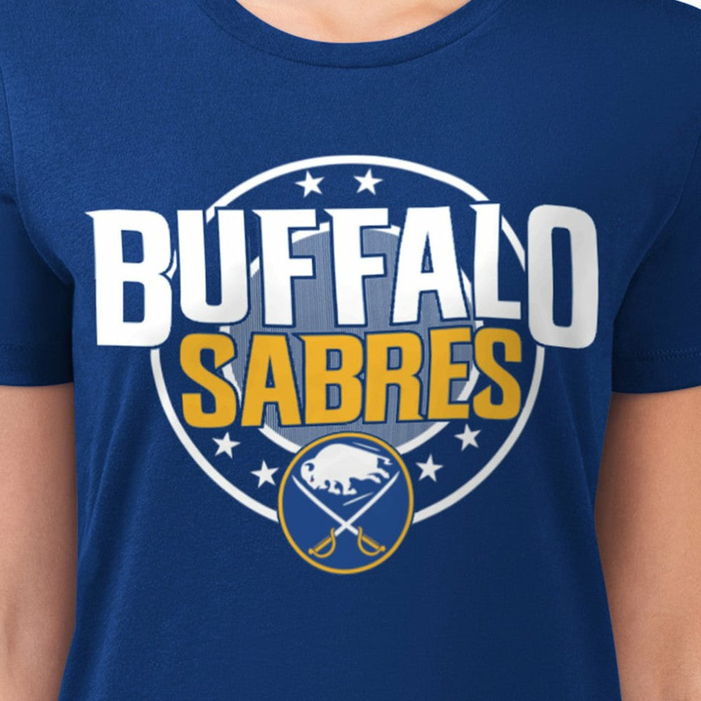 Buffalo Sabres G-III 4Her by Carl Banks Women's Super-Slim Lightweight Pinstripe Circle Graphic T-Shirt - Royal | US 203505363