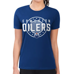 Edmonton Oilers G-III 4Her by Carl Banks Women's Super-Slim Lightweight Pinstripe Circle Graphic T-Shirt - Royal | US 203505364