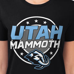 Utah Mammoth G-III 4Her by Carl Banks Women's Super-Slim Lightweight Pinstripe Circle Graphic T-Shirt - Black | US 203505368