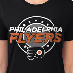 Philadelphia Flyers G-III 4Her by Carl Banks Women's Super-Slim Lightweight Pinstripe Circle Graphic T-Shirt - Black | US 203505374