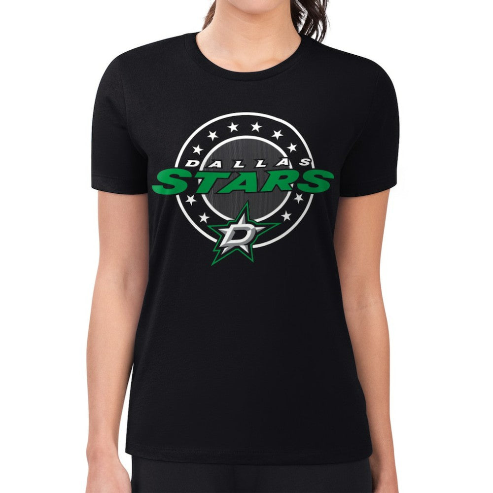 Dallas Stars G-III 4Her by Carl Banks Women's Super-Slim Lightweight Pinstripe Circle Graphic T-Shirt - Black | US 203505375