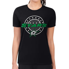 Dallas Stars G-III 4Her by Carl Banks Women's Super-Slim Lightweight Pinstripe Circle Graphic T-Shirt - Black | US 203505375