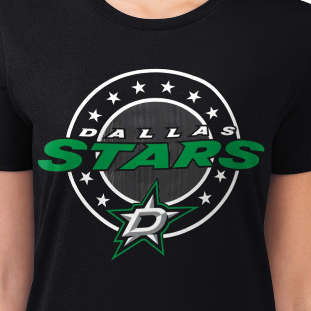 Dallas Stars G-III 4Her by Carl Banks Women's Super-Slim Lightweight Pinstripe Circle Graphic T-Shirt - Black | US 203505375