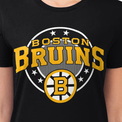 Boston Bruins G-III 4Her by Carl Banks Women's Super-Slim Lightweight Pinstripe Circle Graphic T-Shirt - Black | US 203505380