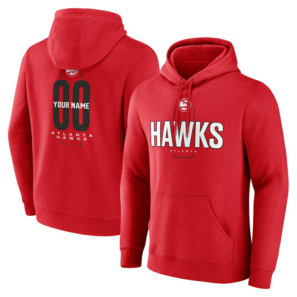 Atlanta Hawks Center Court Name & Number Custom Hoodie Red