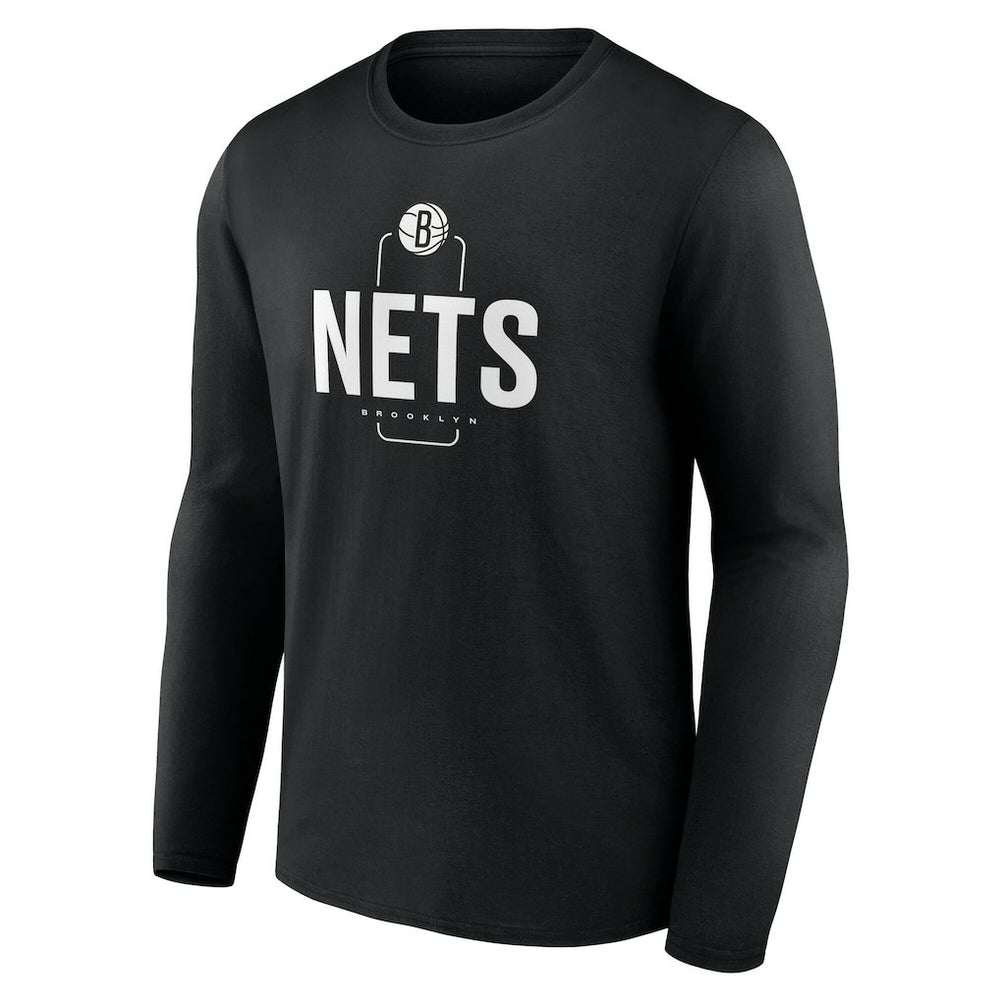 Brooklyn Nets Center Court Name & Number Custom Long Sleeve T-Shirt Black