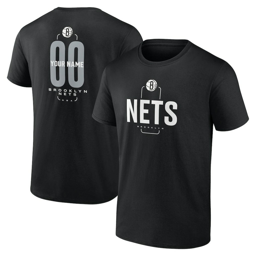 Brooklyn Nets Center Court Name & Number Custom T-Shirt Black outlet