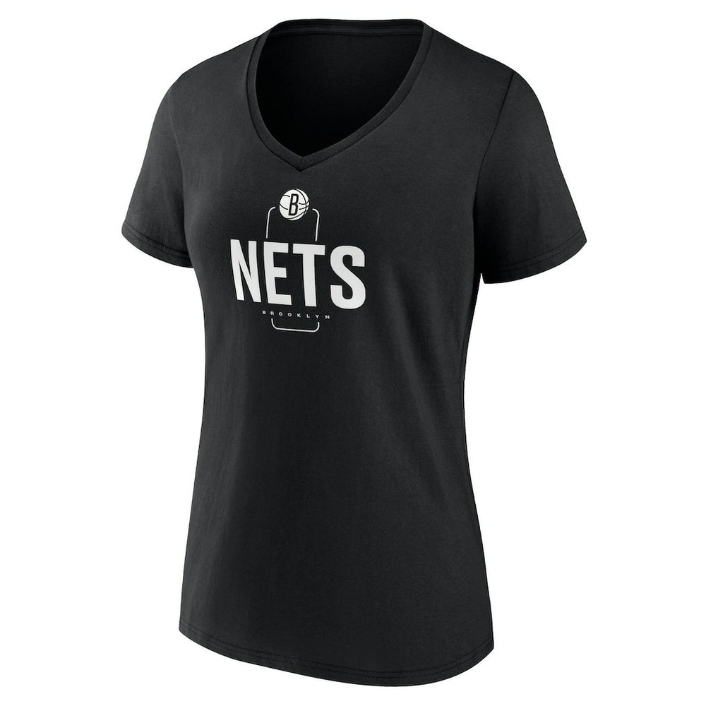 Brooklyn Nets Women's Center Court Name & Number Custom V-Neck T-Shirt Black