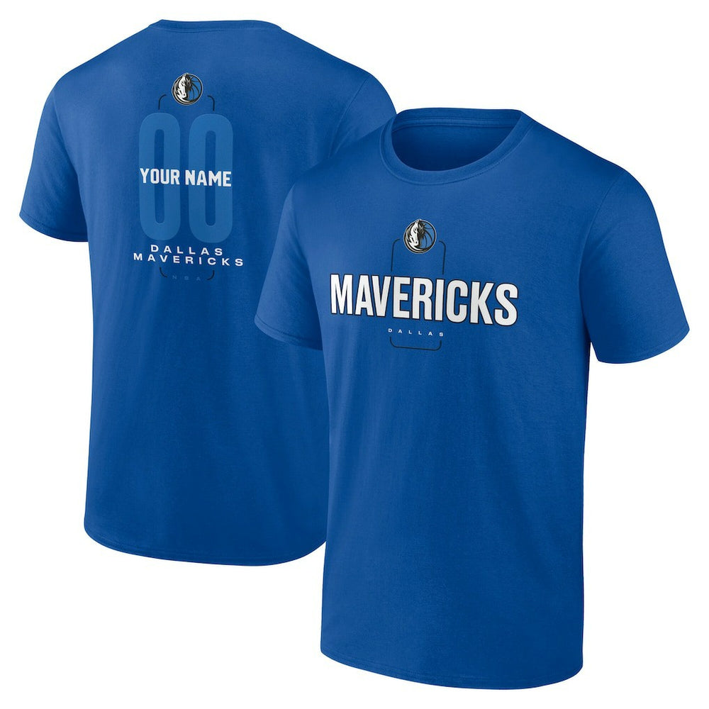 Dallas Mavericks Center Court Name & Number Custom T-Shirt Blue