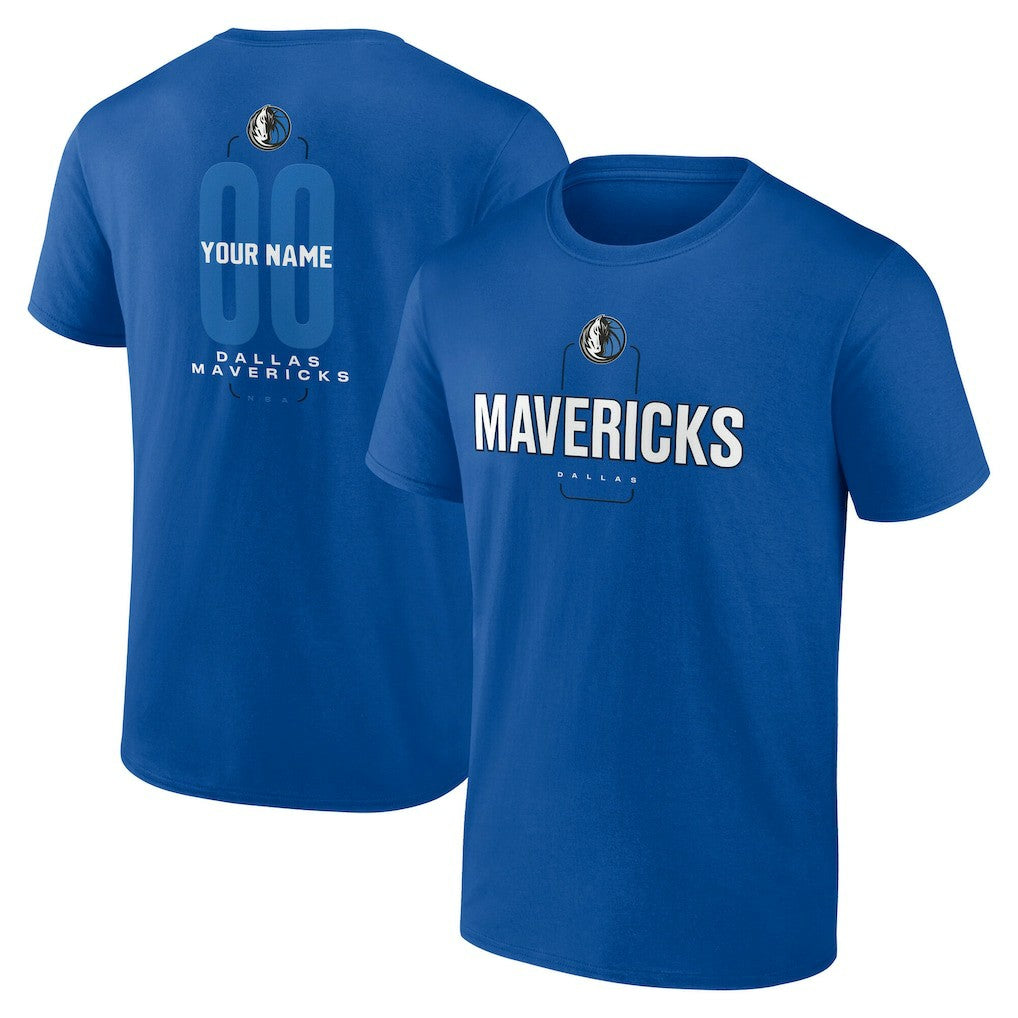 Dallas Mavericks Center Court Name & Number Custom T-Shirt Blue