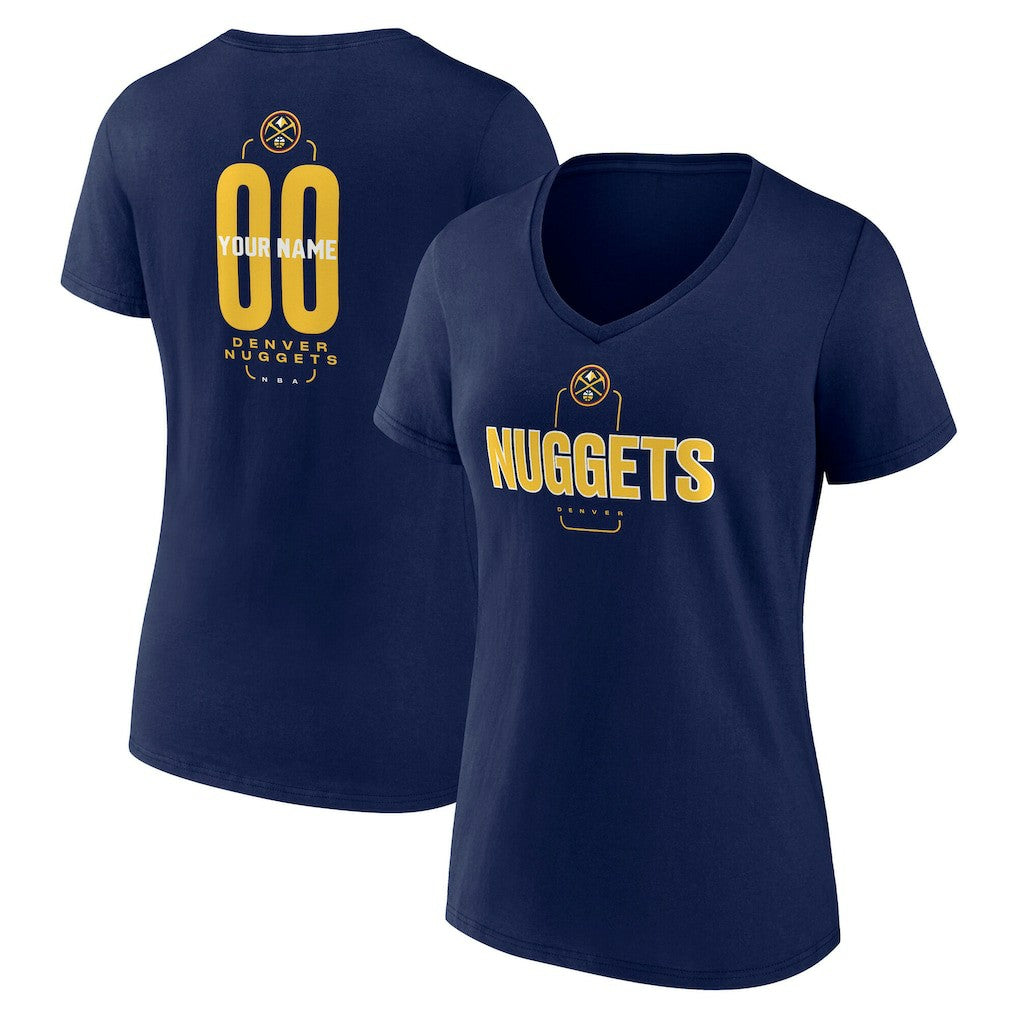 Denver Nuggets Women's Center Court Name & Number Custom V-Neck T-Shirt Navy outlet