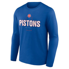 Detroit Pistons Center Court Name & Number Custom Long Sleeve T-Shirt Blue