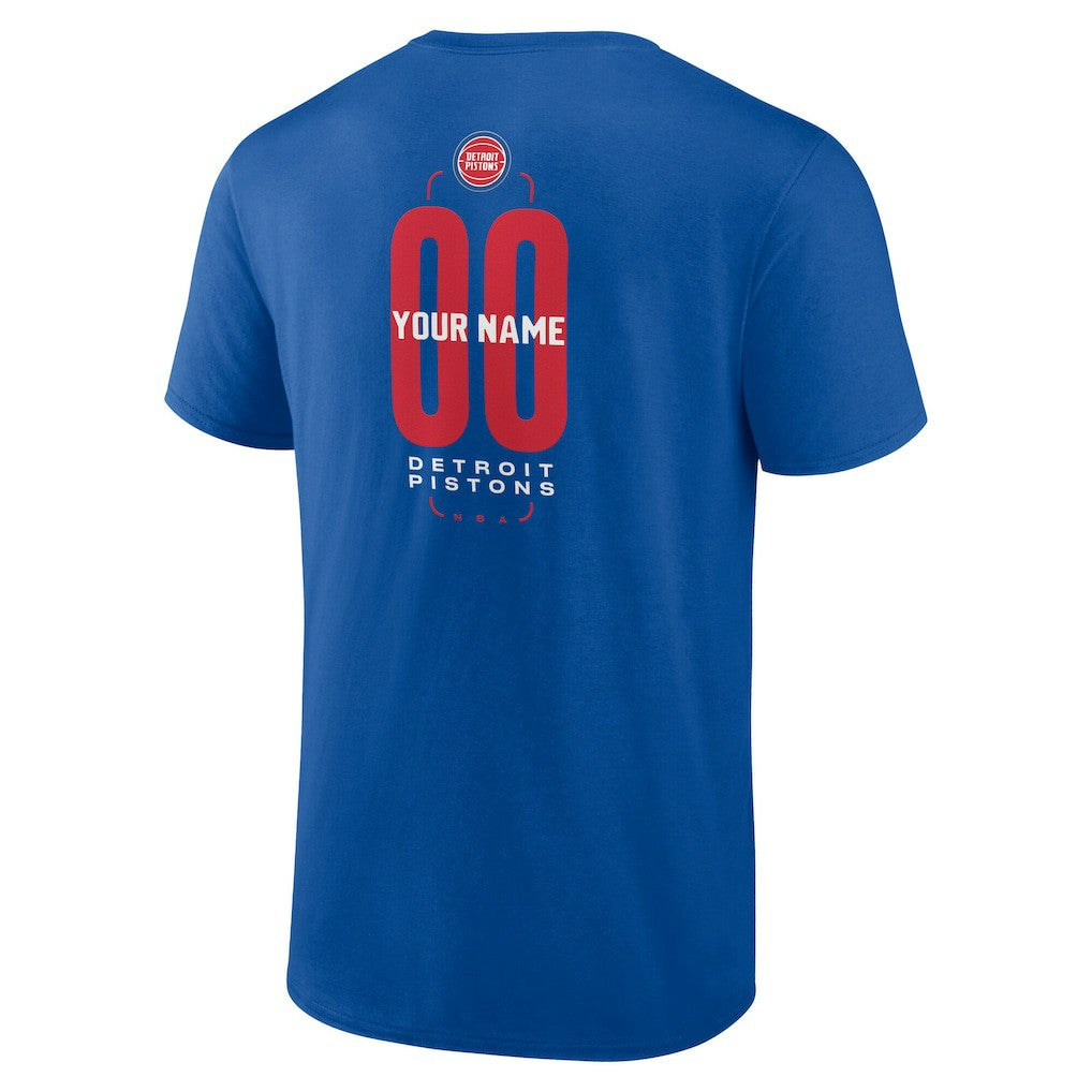 Detroit Pistons Center Court Name & Number Custom T-Shirt Blue outlet