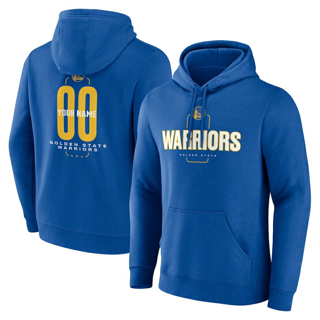 Golden State Warriors Center Court Name & Number Custom Hoodie Royal