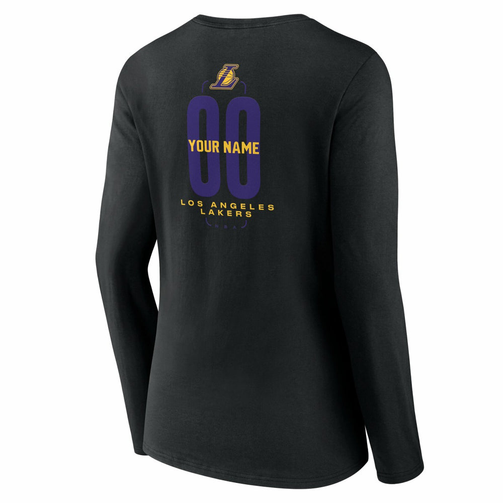 Los Angeles Lakers Women's Center Court Name & Number Custom Long Sleeve V-Neck T-Shirt Black