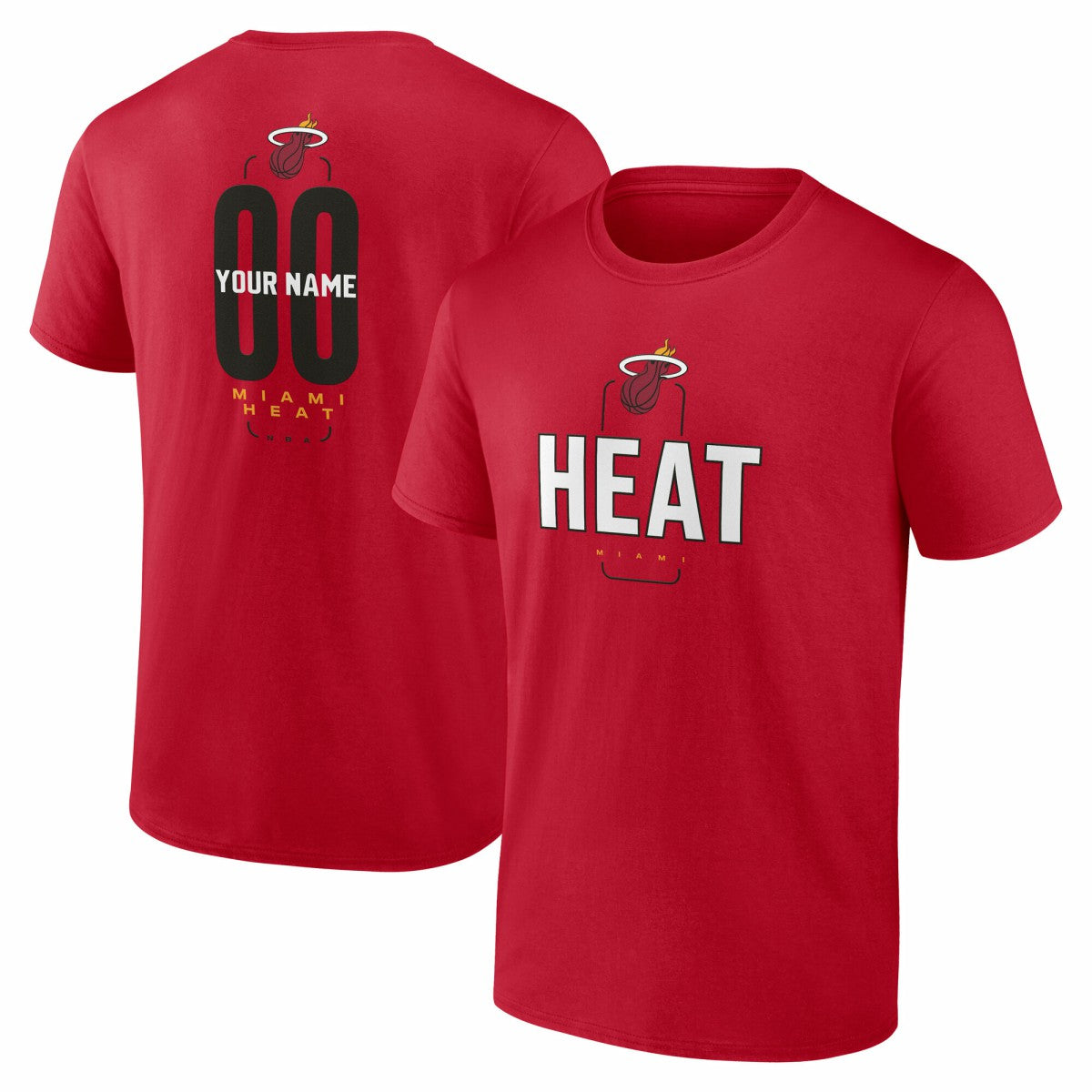 Miami Heat Center Court Name & Number Custom T-Shirt Red outlet