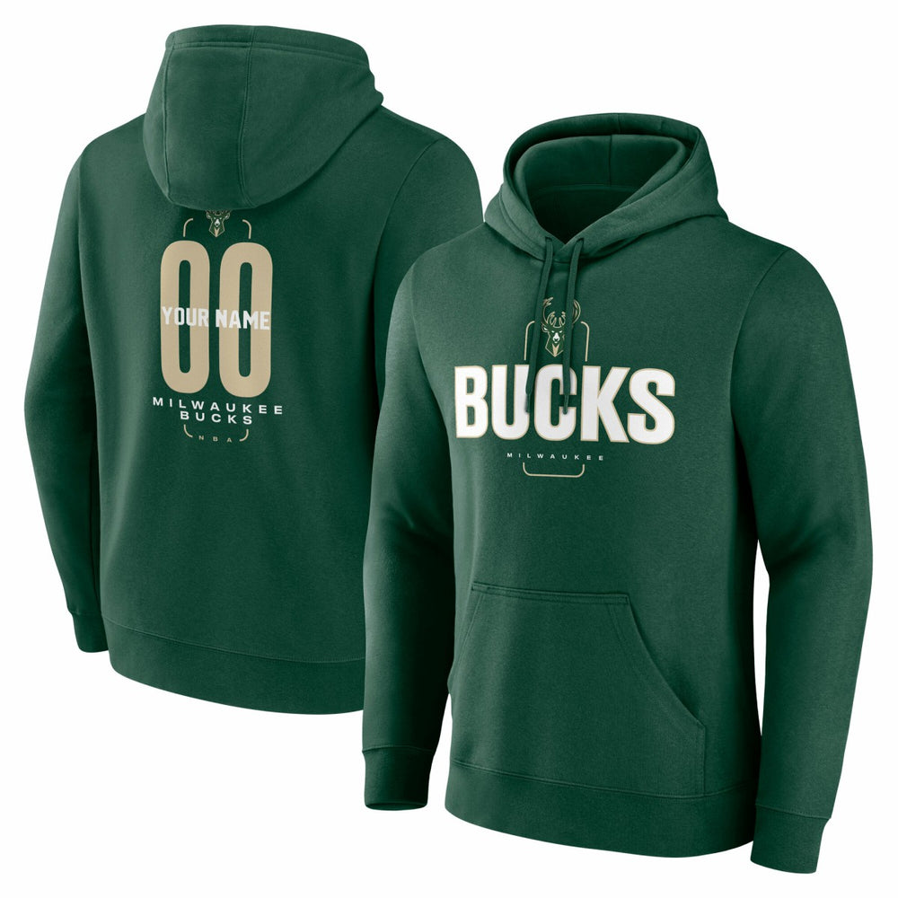Milwaukee Bucks Center Court Name & Number Custom Hoodie Hunter Green outlet