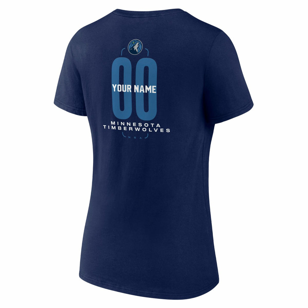 Minnesota Timberwolves Women's Center Court Name & Number Custom V-Neck T-Shirt Navy outlet