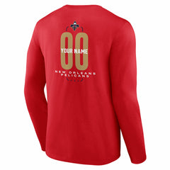 New Orleans Pelicans Center Court Name & Number Custom Long Sleeve T-Shirt Red