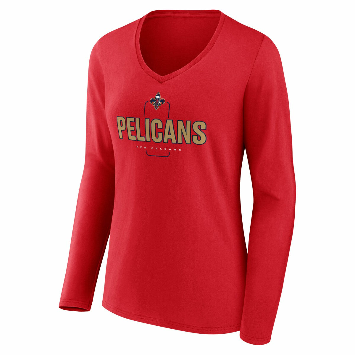 New Orleans Pelicans Women's Center Court Name & Number Custom Long Sleeve V-Neck T-Shirt Red