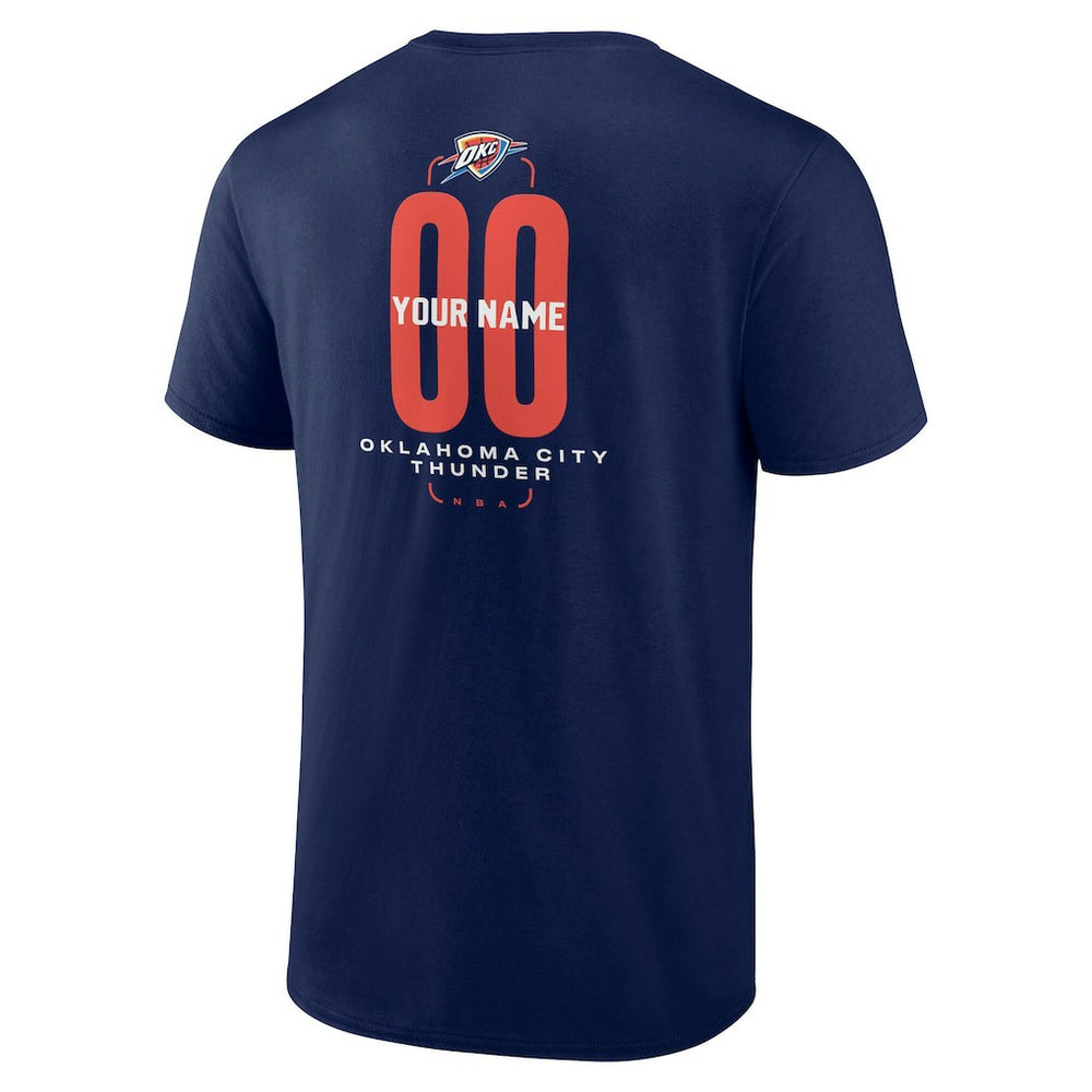 Oklahoma City Thunder Center Court Name & Number Custom T-Shirt Navy