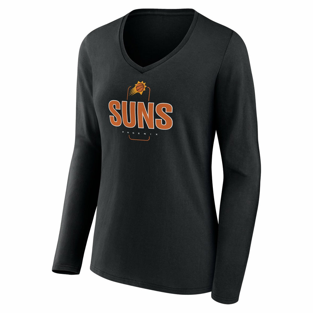 Phoenix Suns Women's Center Court Name & Number Custom Long Sleeve V-Neck T-Shirt Black