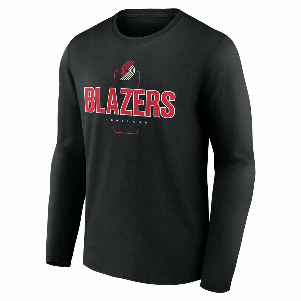 Portland Trail Blazers Center Court Name & Number Custom Long Sleeve T-Shirt Black