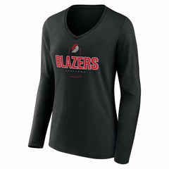 Portland Trail Blazers Women's Center Court Name & Number Custom Long Sleeve V-Neck T-Shirt Black