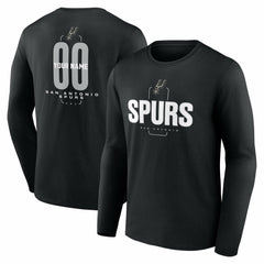 San Antonio Spurs Center Court Name & Number Custom Long Sleeve T-Shirt Black