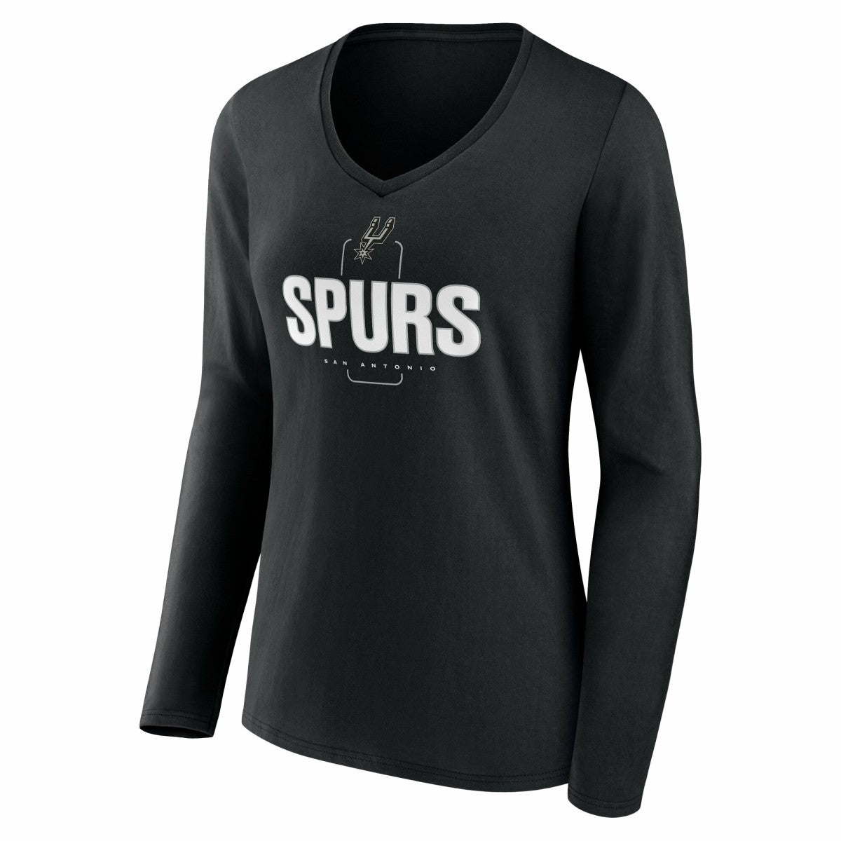 San Antonio Spurs Women's Center Court Name & Number Custom Long Sleeve V-Neck T-Shirt Black