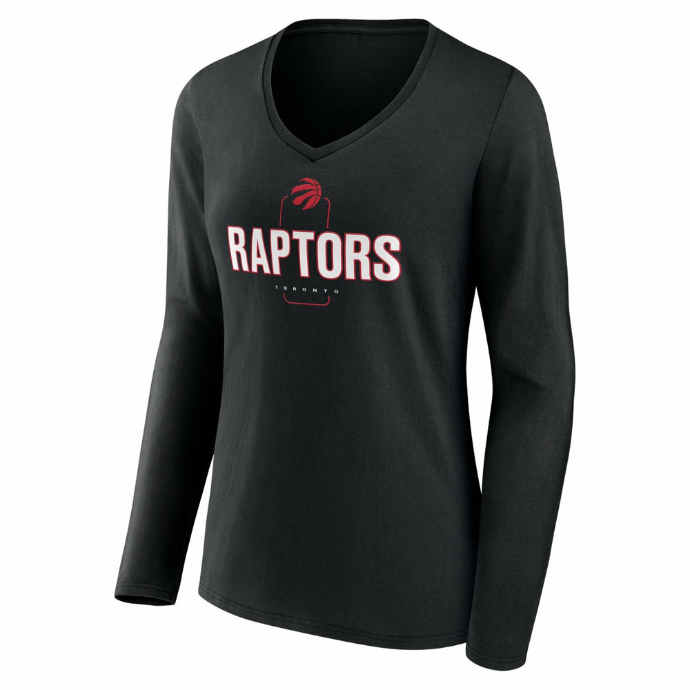 Toronto Raptors Women's Center Court Name & Number Custom Long Sleeve V-Neck T-Shirt Black
