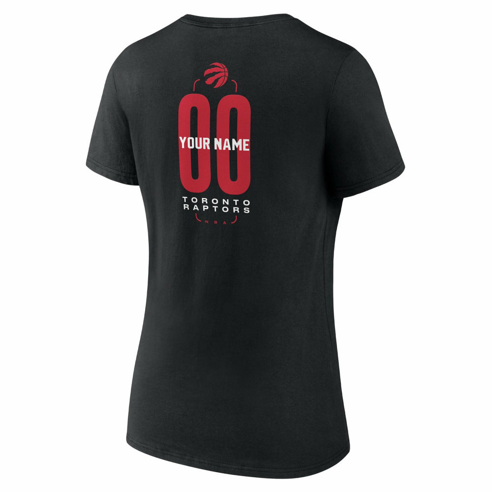 Toronto Raptors Women's Center Court Name & Number Custom V-Neck T-Shirt Black