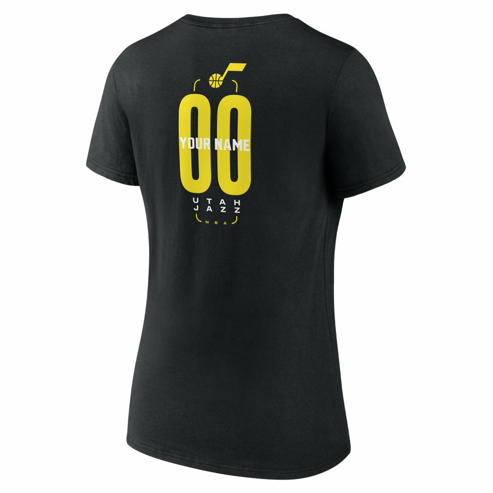 Utah Jazz Women's Center Court Name & Number Custom V-Neck T-Shirt Black outlet