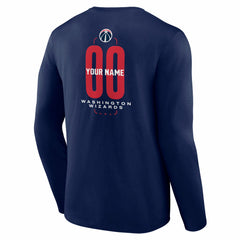 Washington Wizards Center Court Name & Number Custom Long Sleeve T-Shirt Navy outlet