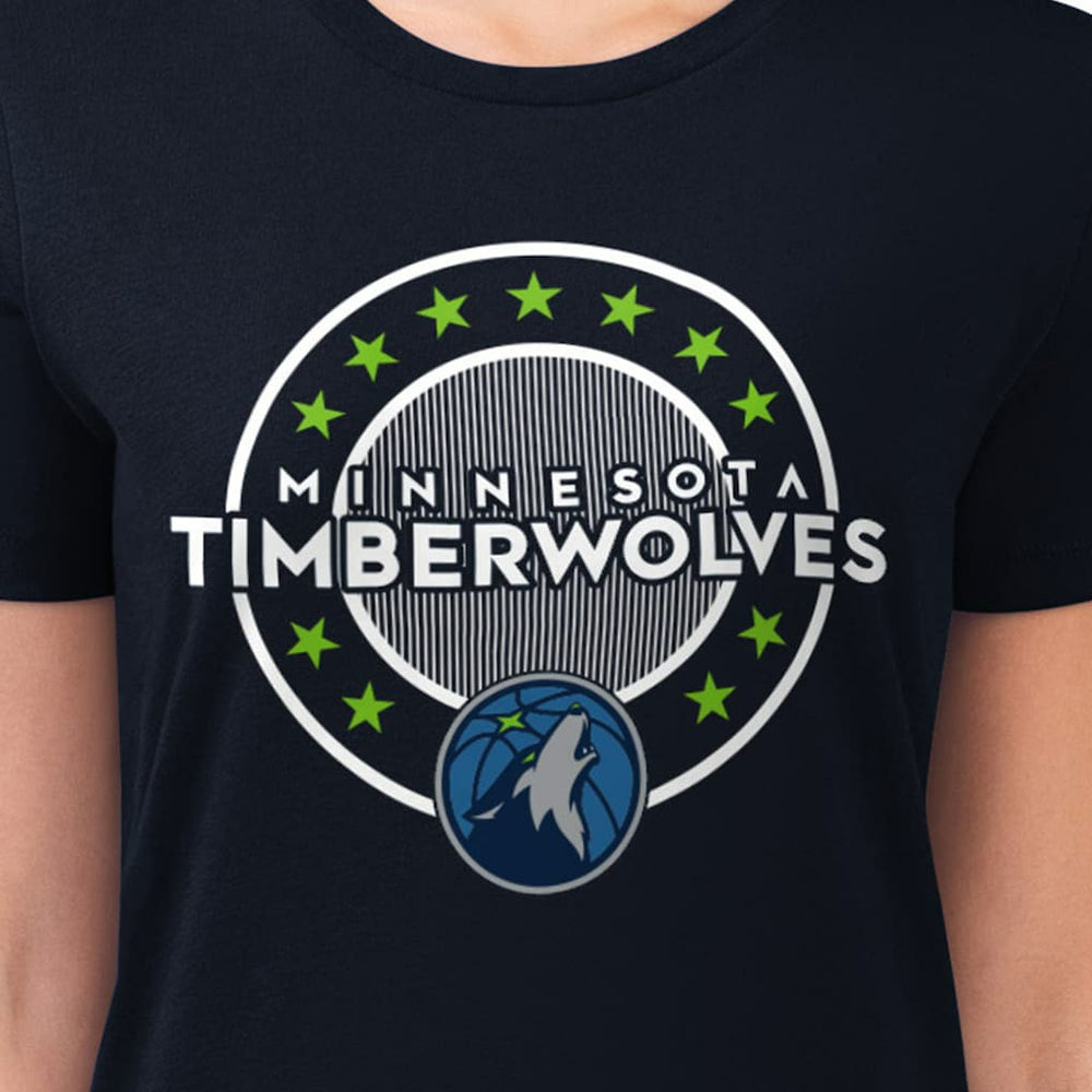 Minnesota Timberwolves G-III 4Her by Carl Banks Women's Super-Slim Lightweight Pinstripe Circle Graphic T-Shirt Navy
