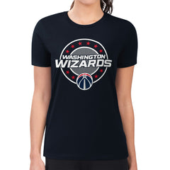 Washington Wizards G-III 4Her by Carl Banks Women's Super-Slim Lightweight Pinstripe Circle Graphic T-Shirt Navy