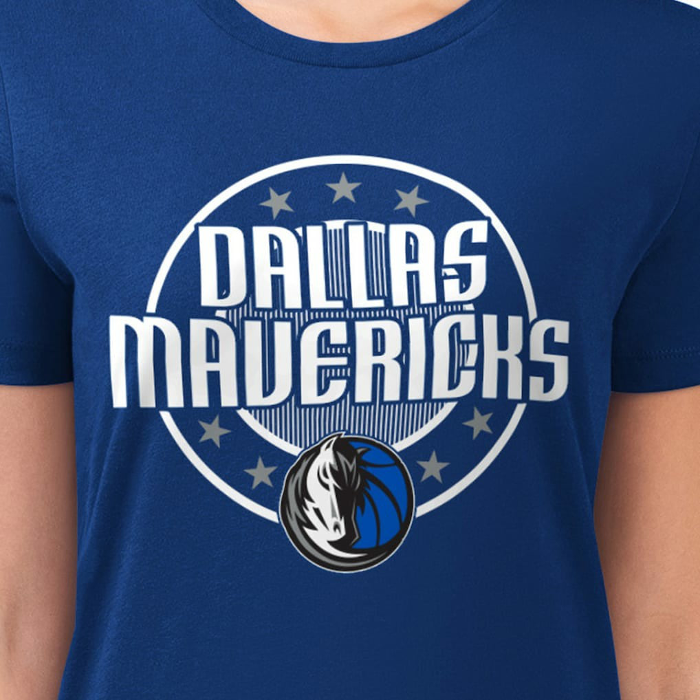 Dallas Mavericks G-III 4Her by Carl Banks Women's Super-Slim Lightweight Pinstripe Circle Graphic T-Shirt Blue