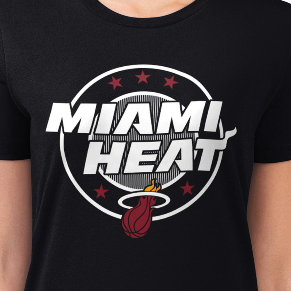 Miami Heat G-III 4Her by Carl Banks Women's Super-Slim Lightweight Pinstripe Circle Graphic T-Shirt Black