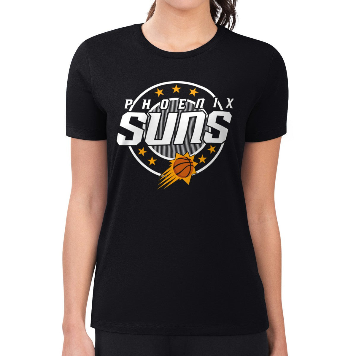 Phoenix Suns G-III 4Her by Carl Banks Women's Super-Slim Lightweight Pinstripe Circle Graphic T-Shirt Black outlet