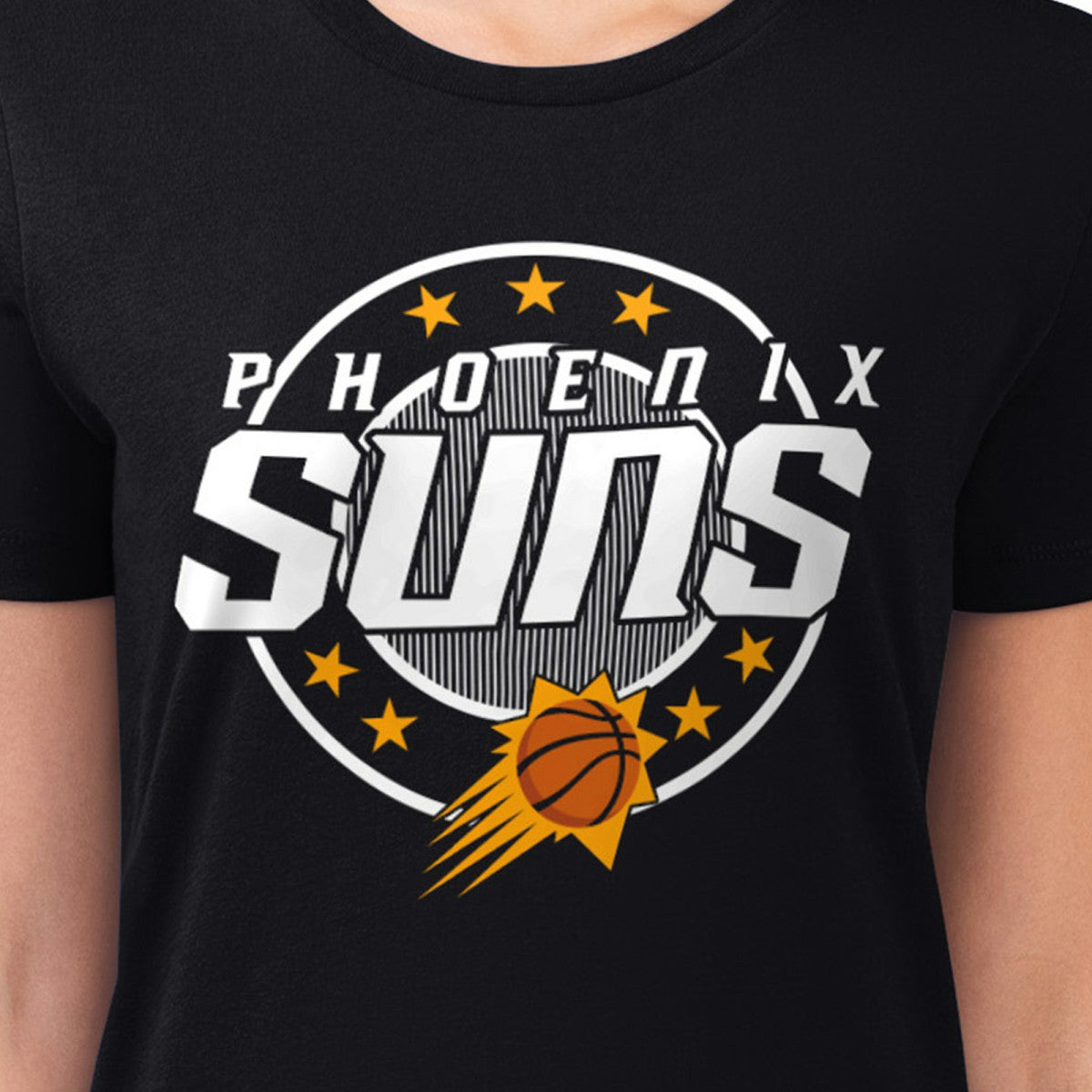 Phoenix Suns G-III 4Her by Carl Banks Women's Super-Slim Lightweight Pinstripe Circle Graphic T-Shirt Black outlet
