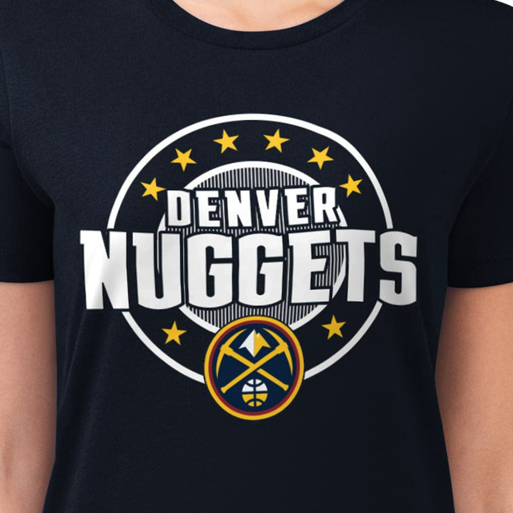 Denver Nuggets G-III 4Her by Carl Banks Women's Super-Slim Lightweight Pinstripe Circle Graphic T-Shirt Navy